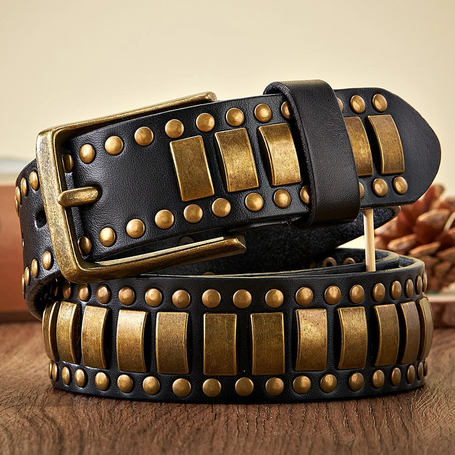 Punk Rock Geometry Pattern Studded Belts