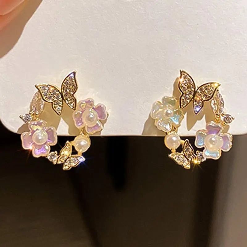 Korean Crystal Zircon Bee Butterfly Earring