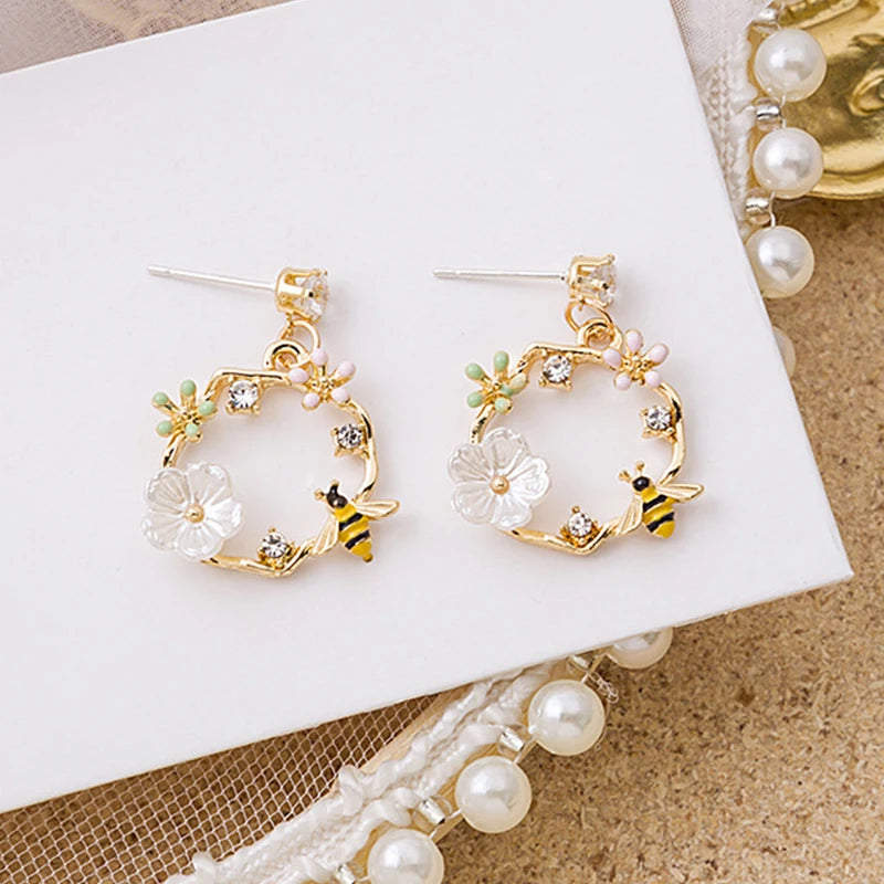 Korean Crystal Zircon Bee Butterfly Earring