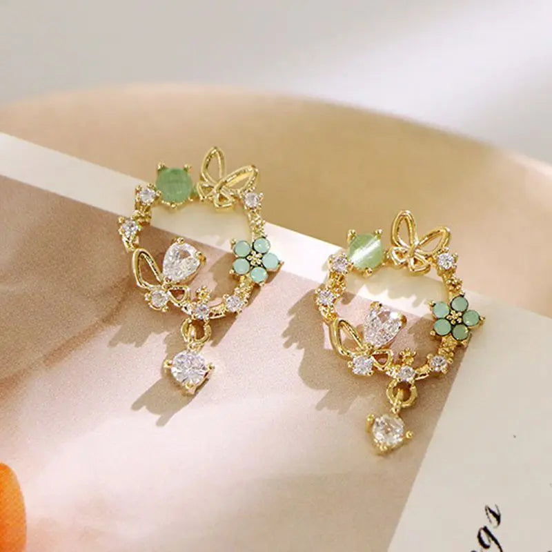 Korean Crystal Zircon Bee Butterfly Earring