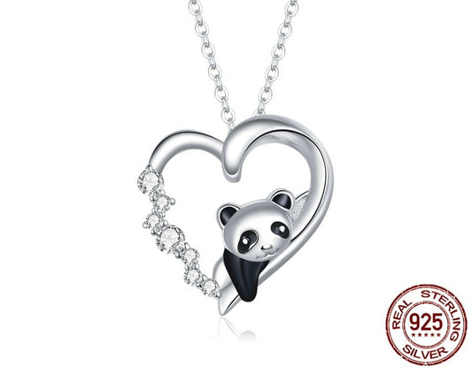 925  Baby Panda Crystal Enamel Charm