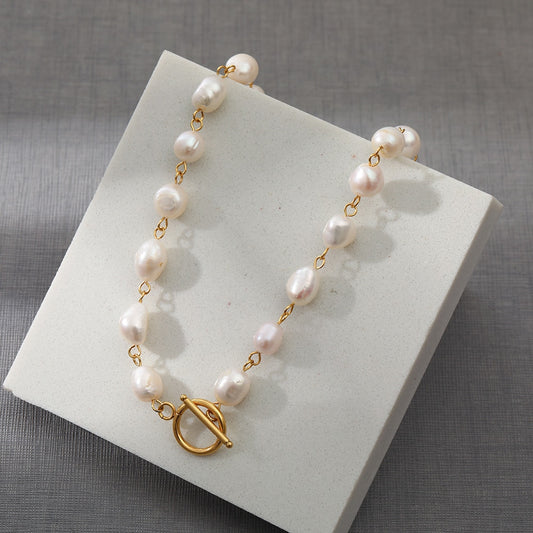 Natural Freshwater Pearl Stainless Steel Necklace