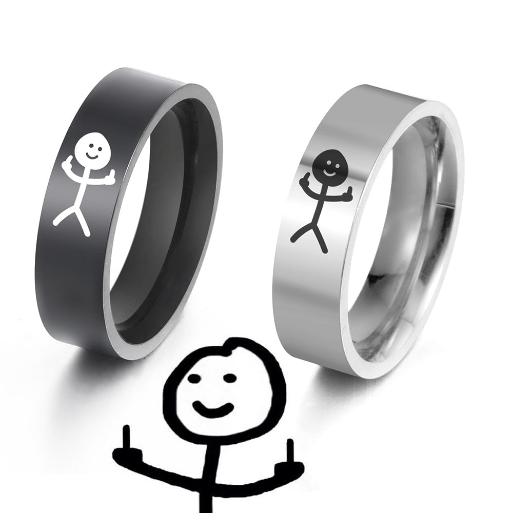 Middle Finger Stickman Ring Hip Hop Rings