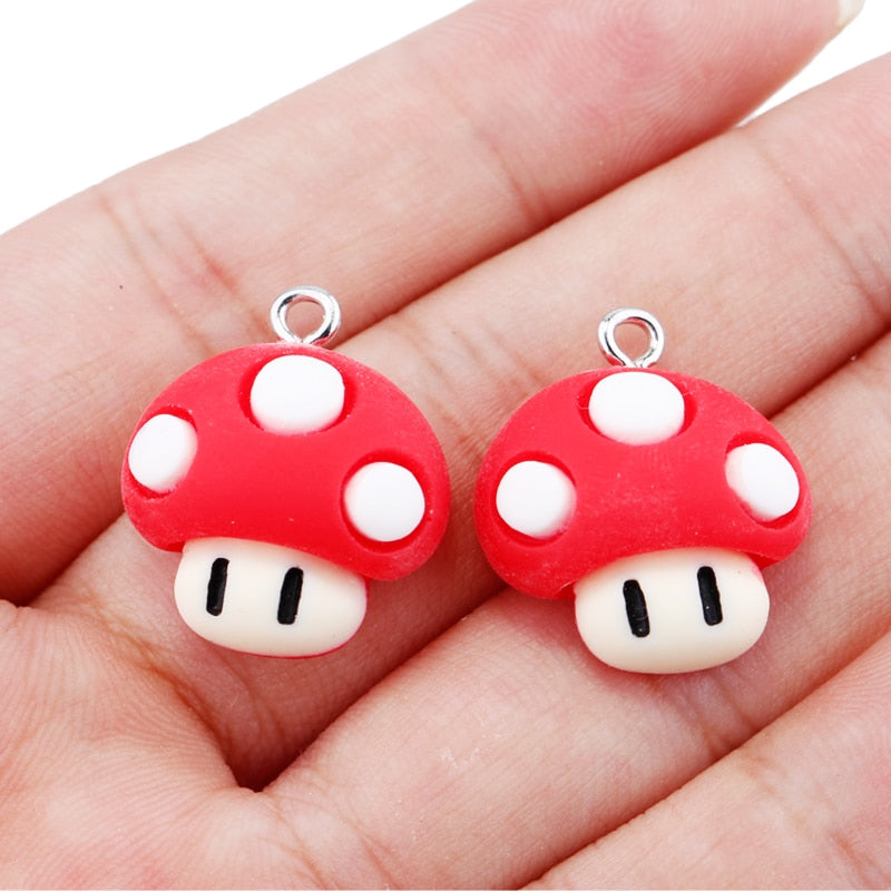 Kawaii Funny Red Mushroom Charms